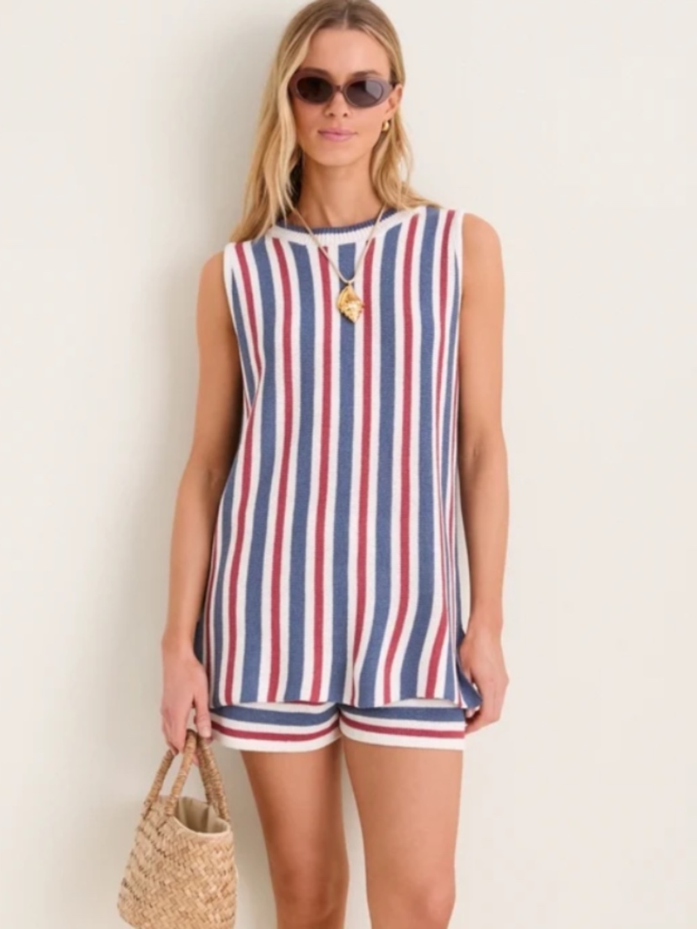 Tuckernuck Regatta Stripe Knit Wells Top + Gilligan Shorts, Size Small